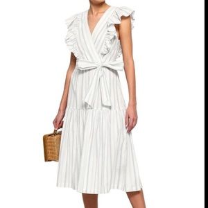 Rebecca Taylor, Yard Dyed Stripe Midi Dress with Flutter Sleeves, size 4